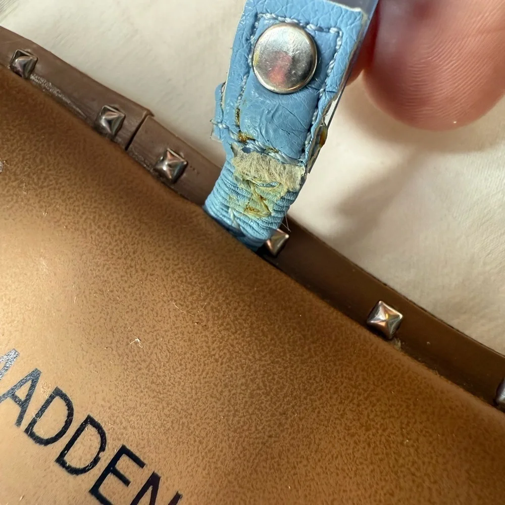 Steve Madden Clear and Blue Studded Sandals